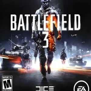 Battlefield 3 game cover art showing soldiers in combat with explosions in the background for Xbox 360 GAMERIFT