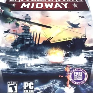 Battlestations Midway game cover art showing naval battle scene with warships and planes for Xbox 360 GAMERIFT
