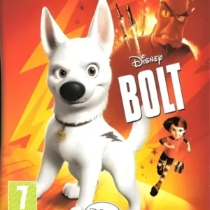 Bolt video game cover art for PlayStation 2 featuring the animated dog character on a blue background GAMERIFT