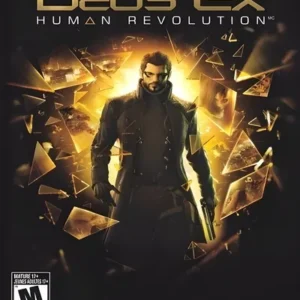 Deus Ex Human Revolution game cover art featuring futuristic character design and title logo on Xbox 360 case GAMERIFT