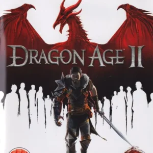 Dragon Age II game cover art featuring a warrior with a glowing sword on a dark background for Xbox 360 GAMERIFT