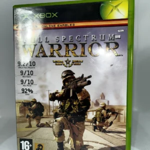 Full Spectrum Warrior game cover art showing soldiers in combat gear with a smoky battlefield background for Xbox original GAMERIFT