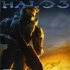 Halo 3 game cover art showing Master Chief in green armor holding a weapon with a fiery background GAMERIFT
