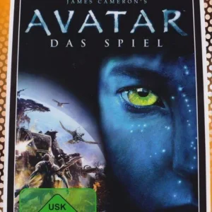James Camerons Avatar The Game cover art on PSP handheld console with blue Na'vi character and lush jungle background GAMERIFT
