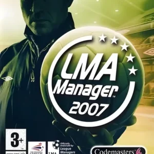 LMA Manager 2007 cover art featuring football players and stadium background for Xbox 360 GAMERIFT