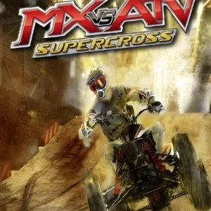 MX vs ATV Supercross game cover art showing motocross and ATV riders racing on dirt tracks for Xbox 360 GAMERIFT