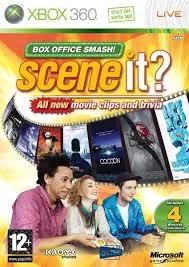 Scene It game cover art featuring colorful movie-themed icons on Xbox 360 case GAMERIFT