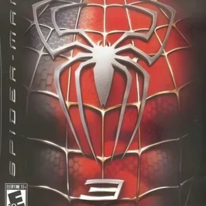 Spider-Man 3 PlayStation 2 game cover art showing Spider-Man swinging through the city skyline GAMERIFT