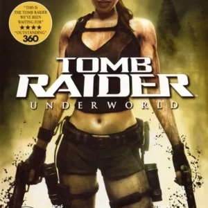 Tomb Raider Underworld game cover art featuring Lara Croft in action on Xbox 360 front cover GAMERIFT