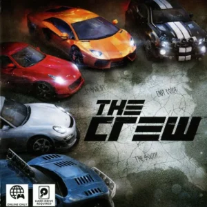 Used Xbox 360 The Crew game cover art with five sports cars, PAL label, PG rating, and visible case wear