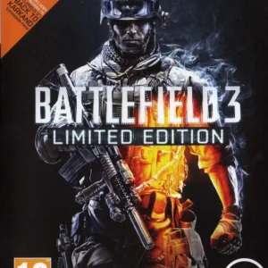 Battlefield 3 Limited Edition Xbox 360 PAL game cover showing armored soldier with rifle, Back to Karkand expansion pack included.