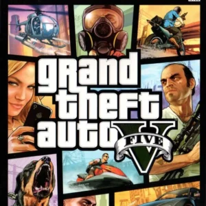 Grand Theft Auto V Xbox 360 used game case cover featuring character collage artwork, Rockstar logo, and ESRB Mature rating.