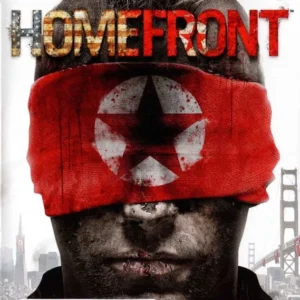 Homefront Xbox 360 PAL game cover showing blindfolded man with red star bandana, MA 15+ rating, used condition