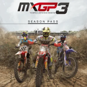 MXGP 3 PS4 Season Pass cover art featuring three motocross riders racing on dirt track, used condition