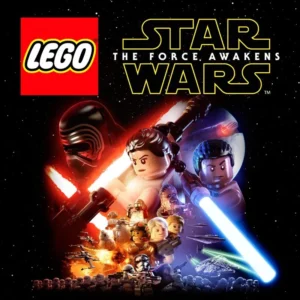 LEGO Star Wars: The Force Awakens PS4 cover art featuring Rey, Finn, Kylo Ren, and Chewbacca with lightsabers unidades