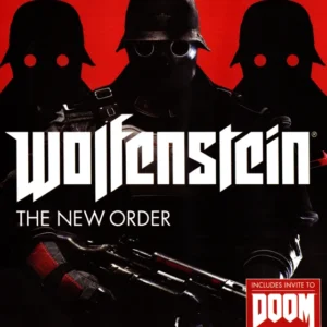 Wolfenstein: The New Order Xbox 360 used game cover showing helmeted soldiers, PAL edition with Doom Beta invite.