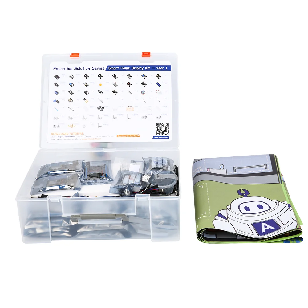 An ACEBOTT Education Solution Series classroom kit with organised component tray and play mat