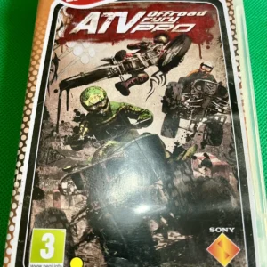 ATV Offroad Fury Pro PSP Essentials edition used game case featuring quad bike and motocross rider cover art, PEGI 3 rated.