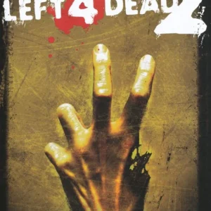 Left 4 Dead 2 PC DVD-ROM used box cover art featuring zombie hand with missing thumb on distressed yellow background, Valve logo