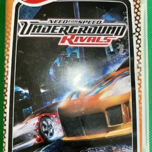 Need for Speed Underground Rivals PSP Essentials edition game case with racing cars cover art, used condition.