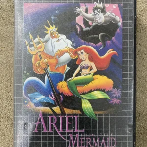 Ariel The Little Mermaid Sega Mega Drive game case, used, showing cover art with Ariel, King Triton and Ursula underwater.