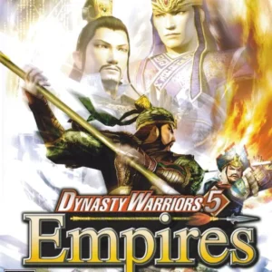 Dynasty Warriors 5 Empires PS2 used game cover art featuring three warriors, spear, and flames with Koei logo