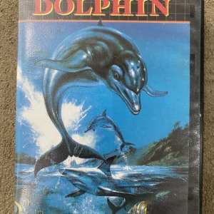 Ecco the Dolphin Sega Mega Drive game case showing cover art of leaping dolphins, shark and tropical fish, used condition.