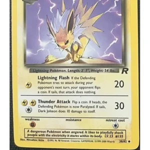 Dark Jolteon 38/82 Pokemon trading card - Team Rocket